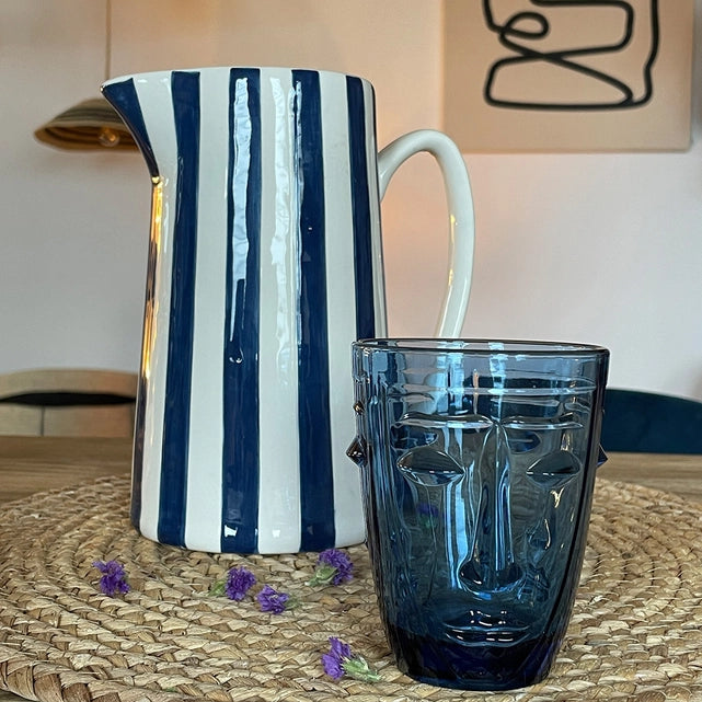 VERRE GOBELET VISAGE BLEU