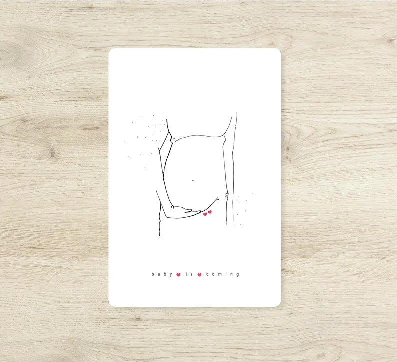 Carte illustrée - Baby is coming