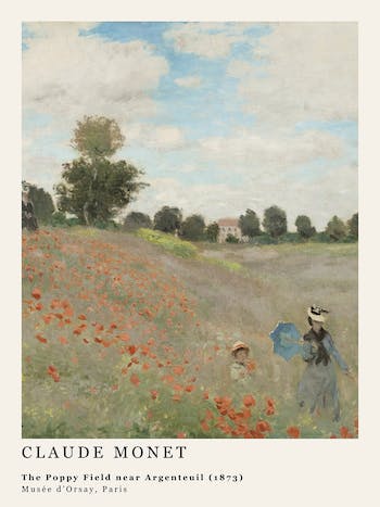 Affiche Claude Monet - Klaprozen ('Poppy Field') -