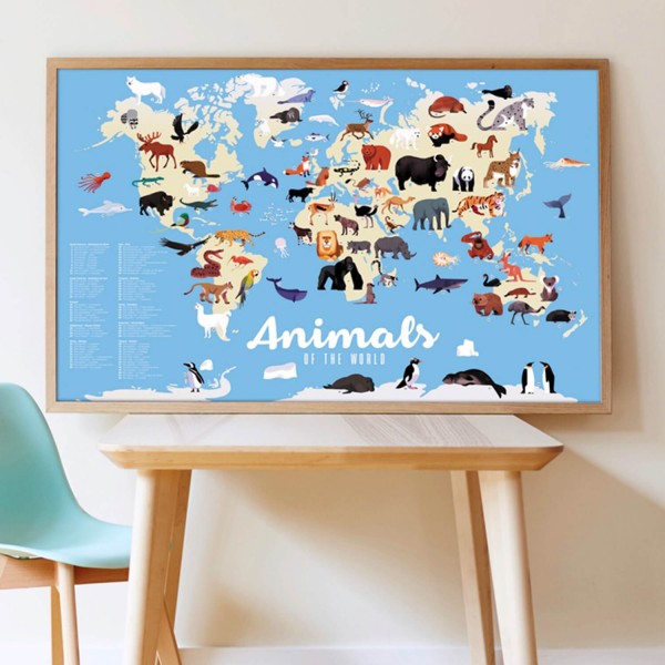 Poster en stickers animaux du monde / activite educative ( 5 ans )
